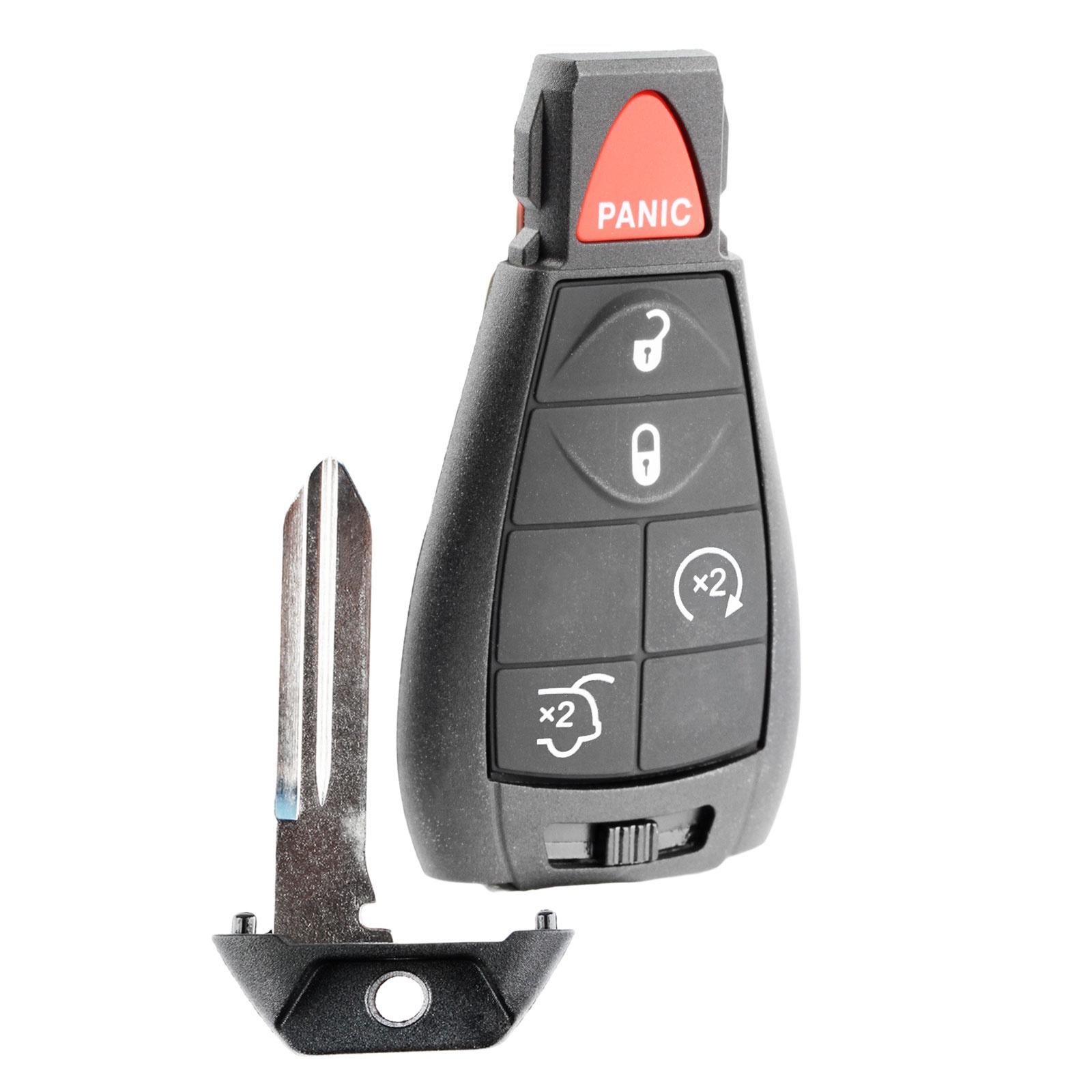 KeylessOption replacement fob and uncut key for Jeep (68066849AF) 4-button fob w/ remote start